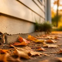mouse peeking out of the basement in the fall