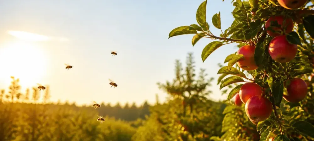 yellowjackets flying near an apple tree