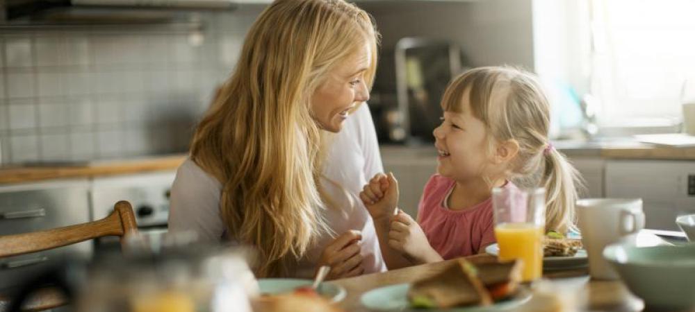 mother and daughter in kitchen