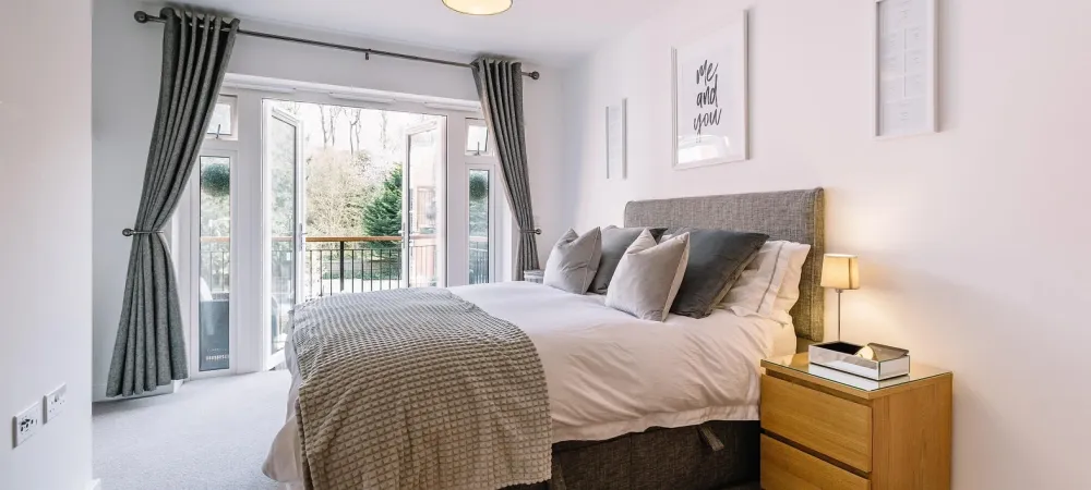 bed in a room