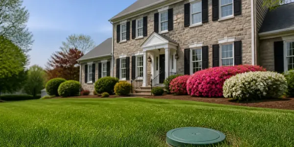 termite bait station in front of a Northern Virginia house