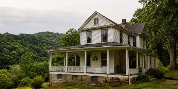 White home with wraparound porch in West Virginia