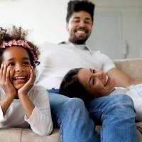 Family on couch