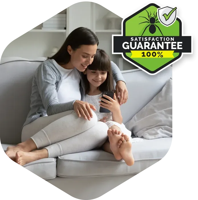 mom and daughter hanging out in pest free home 