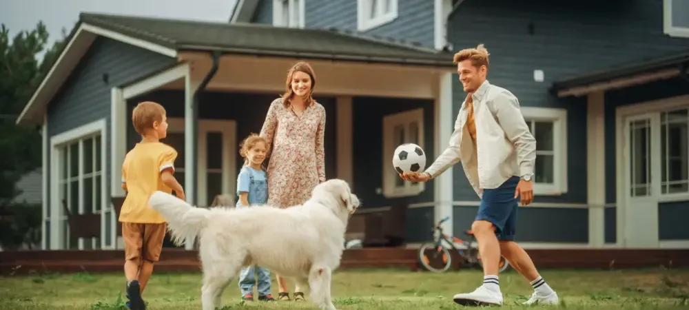 family playing soccer