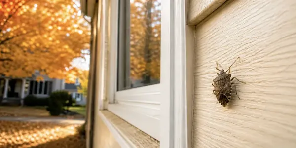 stink bug on the side of the house in the fall