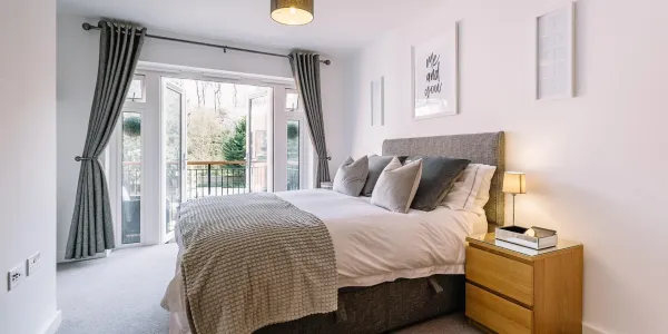 bed in a room